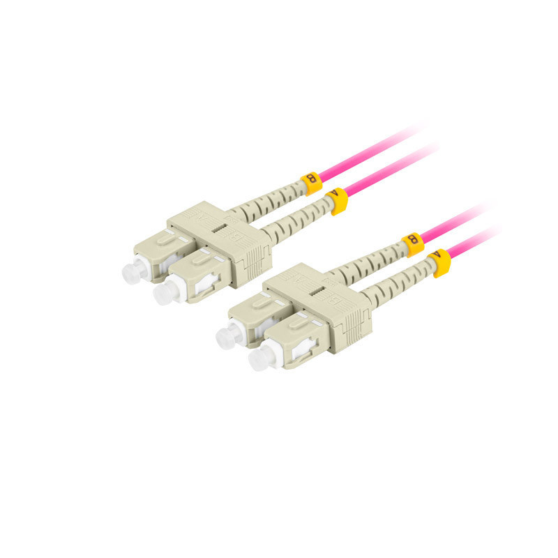 OPTICKÉ VLÁKNO PATCHCORD MM SC/UPC-SC/UPC DUPLEX 5M LSZH OM4 50/125 3.0MM FIALOVÁ 