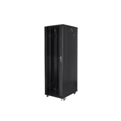 19" VOLNĚ STOJÍCÍ RACKOVÁ SKŘÍŇ 42U/800X800 S PROSKLENÝMI DVEŘMI ČERNÁ  (SMONTOVANÁ)