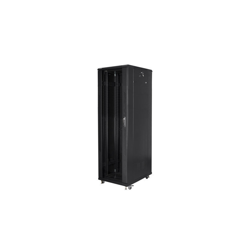 19" VOLNĚ STOJÍCÍ RACKOVÁ SKŘÍŇ 42U/800X800 S PROSKLENÝMI DVEŘMI ČERNÁ  (SMONTOVANÁ)