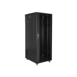 19" VOLNĚ STOJÍCÍ RACKOVÁ SKŘÍŇ 32U/600X800 S PROSKLENÝMI DVEŘMI ČERNÁ  (SMONTOVANÁ)