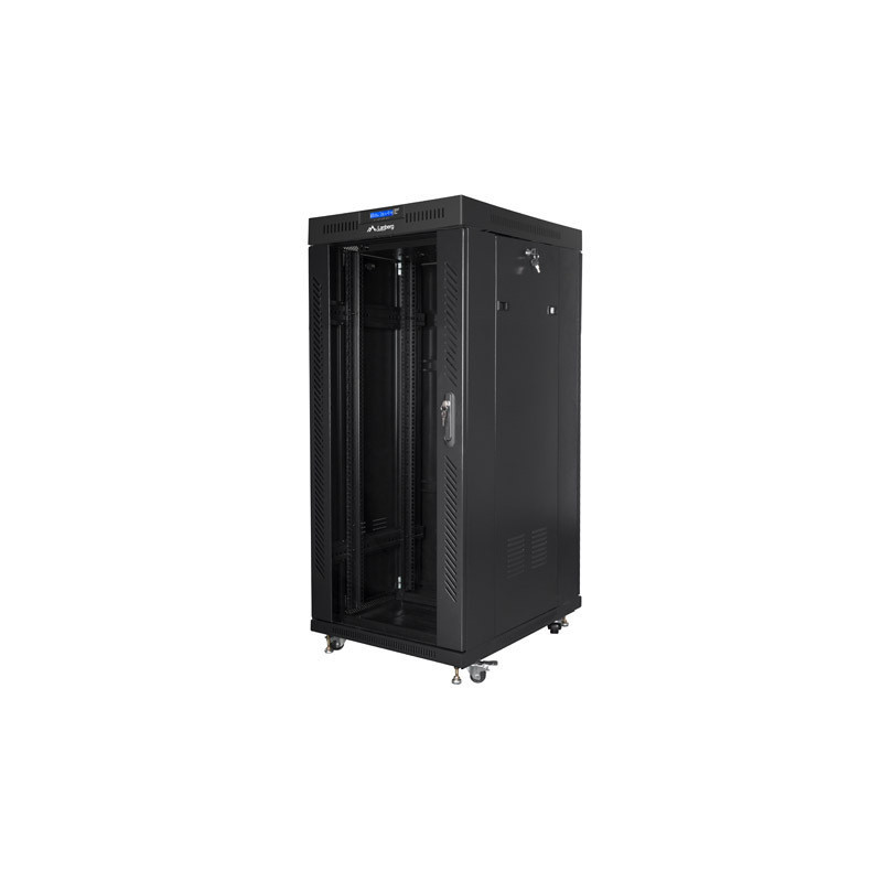19" VOLNĚ STOJÍCÍ RACKOVÁ SKŘÍŇ 27U/800X1200 (FLAT PACK) S PROSKLENÝMI DVEŘMI LCD ČERNÁ