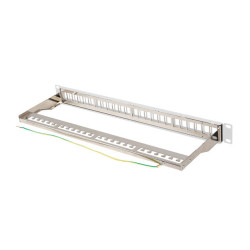 PATCH PANEL PRÁZDNÝ 24 PORTŮ 1U 19" FTP PRO MODULY KEYSTONE ŠEDÝ