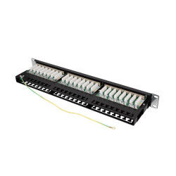 PATCH PANEL 48 PORTŮ 1U 19" CAT.5E FTP STÍNĚNÝ ČERNÝ