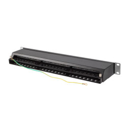 PATCH PANEL 48 PORTŮ 1U 19" CAT.5E FTP STÍNĚNÝ ČERNÝ