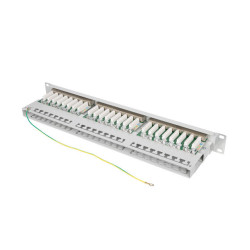 PATCH PANEL 48 PORTŮ 1U 19" CAT.6 FTP STÍNĚNÝ ŠEDÝ