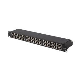 PATCH PANEL 48 PORTŮ 1U 19" CAT.6A FTP STÍNĚNÝ ČERNÝ