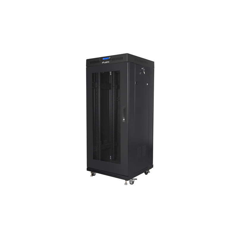 19" VOLNĚ STOJÍCÍ RACKOVÁ SKŘÍŇ 27U/600X600 (FLAT PACK) SE SÍŤOVANÝMI DVEŘMI LCD ČERNÁ  V2