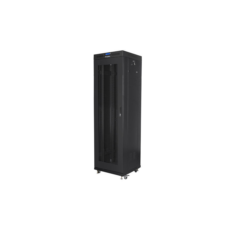 19" VOLNĚ STOJÍCÍ RACKOVÁ SKŘÍŇ 42U/600X600 (FLAT PACK) SE SÍŤOVÝMI DVEŘMI LCD ČERNÁ  V2