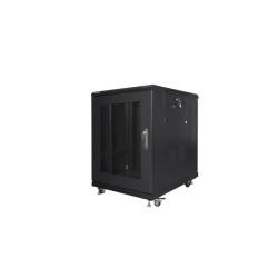RACKOVÁ SKŘÍŇ 19" VOLNĚ STOJÍCÍ 15U/600X800 (FLAT PACK) SE SÍŤOVÝMI DVEŘMI ČERNÁ