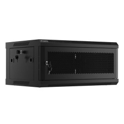 RACKOVÁ SKŘÍŇ 19" NÁSTĚNNÁ 4U/600X450 S PERFOROVANÝMI DVEŘMI ČERNÁ  (PLOCHÉ BALENÍ)
