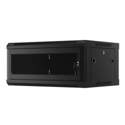 RACKOVÁ SKŘÍŇ 19" NÁSTĚNNÁ 4U/600X450 S PERFOROVANÝMI DVEŘMI ČERNÁ  (PLOCHÉ BALENÍ)