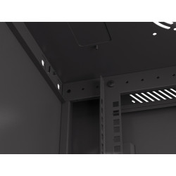 RACKOVÁ SKŘÍŇ 19" NÁSTĚNNÁ 4U/600X450 S PERFOROVANÝMI DVEŘMI ČERNÁ  (PLOCHÉ BALENÍ)
