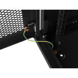 19" RACKOVÁ SKŘÍŇ PRO MONTÁŽ NA STĚNU 9U/600X450 S PERFOROVANÝMI DVEŘMI ČERNÁ  (PLOCHÉ BALENÍ)