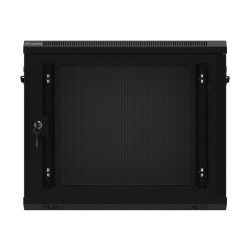 19" RACKOVÁ SKŘÍŇ PRO MONTÁŽ NA STĚNU 9U/600X450 S PERFOROVANÝMI DVEŘMI ČERNÁ  (PLOCHÉ BALENÍ)