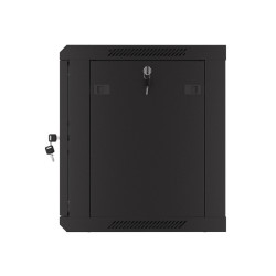 19" RACKOVÁ SKŘÍŇ PRO MONTÁŽ NA STĚNU 9U/600X450 S PERFOROVANÝMI DVEŘMI ČERNÁ  (PLOCHÉ BALENÍ)