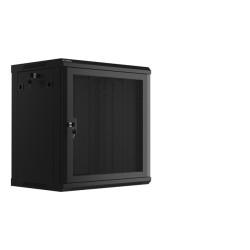 19" RACKOVÁ SKŘÍŇ 12U/600X450 S PERFOROVANÝMI DVEŘMI ČERNÁ  (PLOCHÉ BALENÍ)