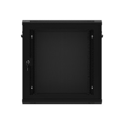 19" RACKOVÁ SKŘÍŇ 12U/600X450 S PERFOROVANÝMI DVEŘMI ČERNÁ  (PLOCHÉ BALENÍ)