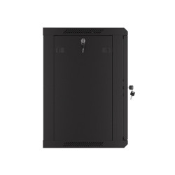 19" RACKOVÁ SKŘÍŇ 12U/600X450 S PERFOROVANÝMI DVEŘMI ČERNÁ  (PLOCHÉ BALENÍ)