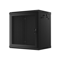 19" RACKOVÁ SKŘÍŇ 12U/600X450 S PERFOROVANÝMI DVEŘMI ČERNÁ  (PLOCHÉ BALENÍ)