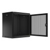 19" RACKOVÁ SKŘÍŇ 12U/600X450 S PERFOROVANÝMI DVEŘMI ČERNÁ  (PLOCHÉ BALENÍ)