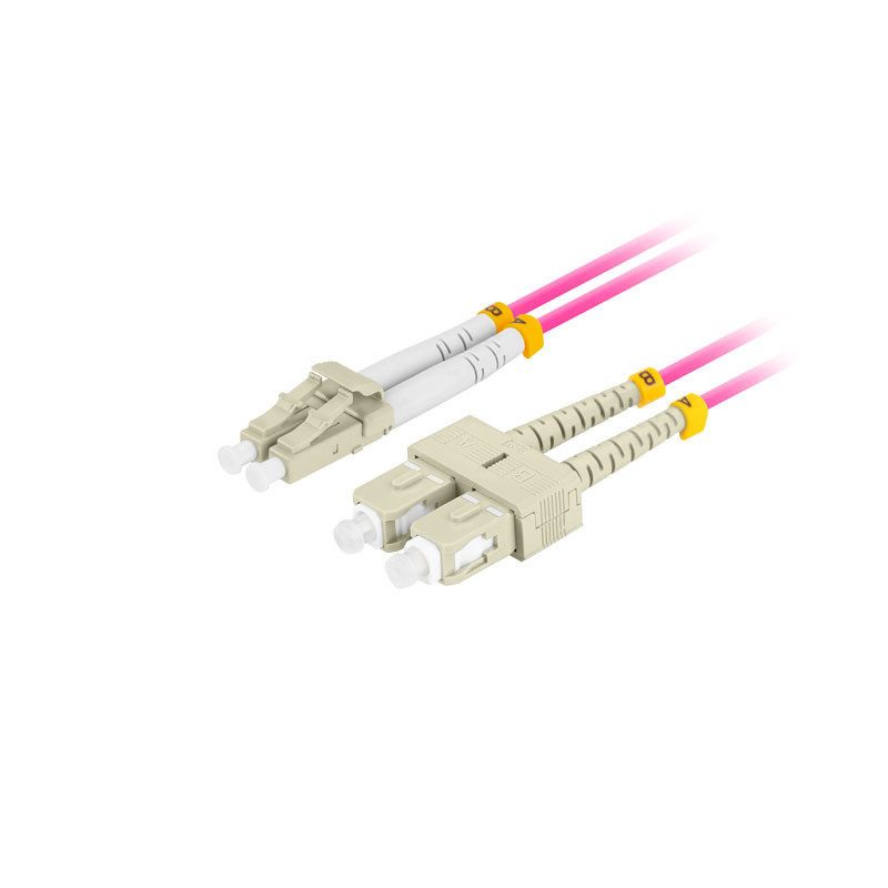 OPTICKÝ PATCHCORD MM LC/UPC-SC/UPC DUPLEX 5M LSZH OM4 50/125 3.0MM FIALOVÝ 