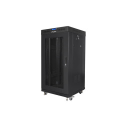 19" VOLNĚ STOJÍCÍ RACKOVÁ SKŘÍŇ 22U/600X600 (FLAT PACK) SE SÍŤOVÝMI DVEŘMI LCD ČERNÁ  V2
