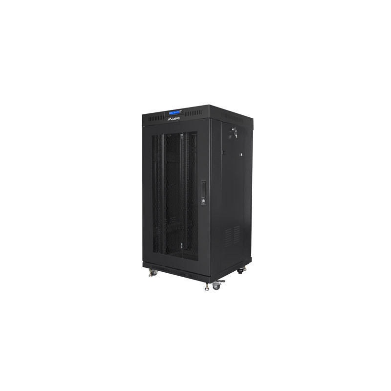 19" VOLNĚ STOJÍCÍ RACKOVÁ SKŘÍŇ 22U/600X600 (FLAT PACK) SE SÍŤOVÝMI DVEŘMI LCD ČERNÁ  V2