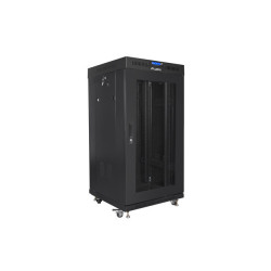 19" VOLNĚ STOJÍCÍ RACKOVÁ SKŘÍŇ 22U/600X600 (FLAT PACK) SE SÍŤOVÝMI DVEŘMI LCD ČERNÁ  V2