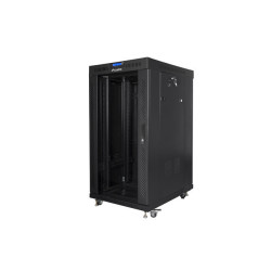 19" VOLNĚ STOJÍCÍ RACKOVÁ SKŘÍŇ 22U/600X800 (FLAT PACK) S PROSKLENÝMI DVEŘMI LCD ČERNÁ  V2