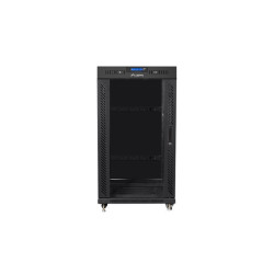 19" VOLNĚ STOJÍCÍ RACKOVÁ SKŘÍŇ 22U/600X800 (FLAT PACK) S PROSKLENÝMI DVEŘMI LCD ČERNÁ  V2