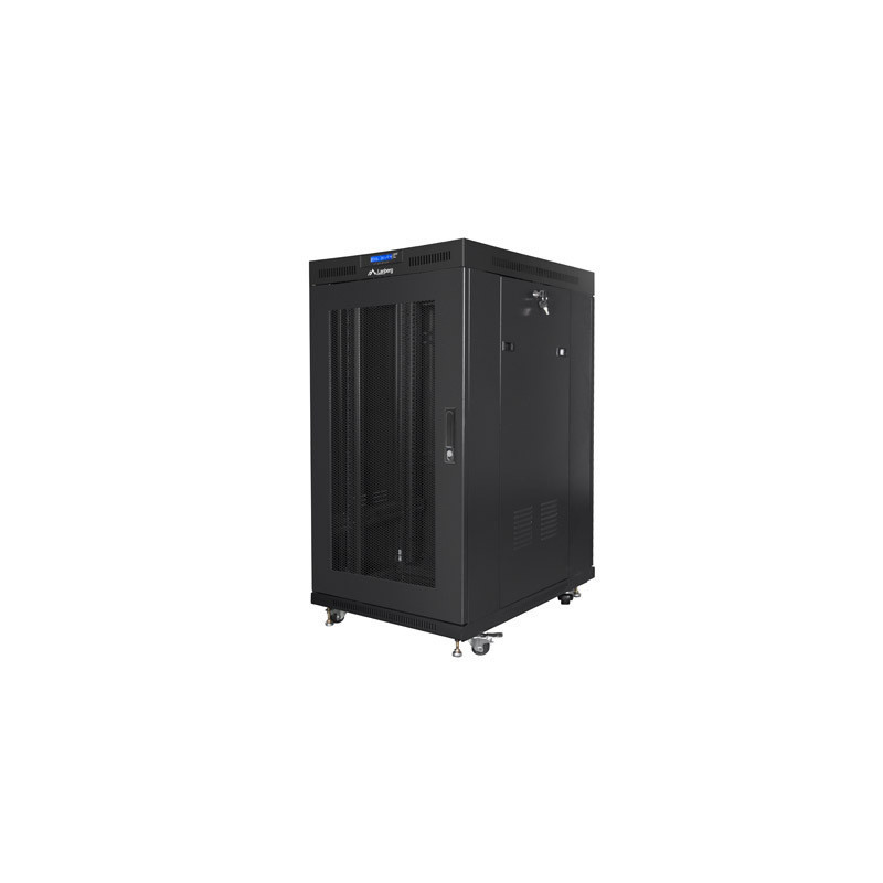 19" VOLNĚ STOJÍCÍ RACKOVÁ SKŘÍŇ 22U/800X1000 (FLAT PACK) SE SÍŤOVÝMI DVEŘMI LCD ČERNÁ  V2