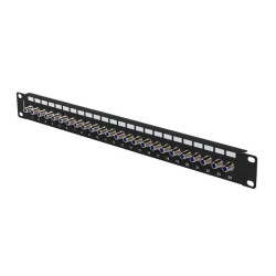 PATCH PANEL 24 PORTŮ 1U S KONEKTOREM TYPU F ČERNÝ