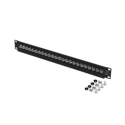 PATCH PANEL 24 PORTŮ 1U S KONEKTOREM TYPU F ČERNÝ