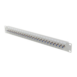 PATCH PANEL 24 PORTŮ 1U S KONEKTOREM TYPU F ŠEDÝ