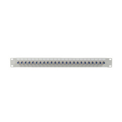 PATCH PANEL 24 PORTŮ 1U S KONEKTOREM TYPU F ŠEDÝ