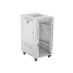 19" VOLNĚ STOJÍCÍ RACKOVÁ SKŘÍŇ 22U/600X800 (FLAT PACK) S PROSKLENÝMI DVEŘMI LCD ŠEDÁ  V2