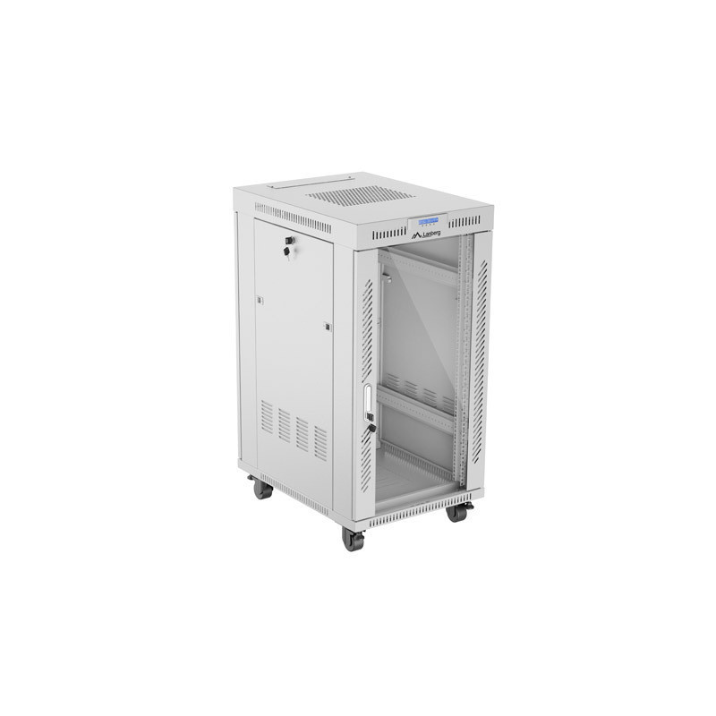 19" VOLNĚ STOJÍCÍ RACKOVÁ SKŘÍŇ 22U/600X800 (FLAT PACK) S PROSKLENÝMI DVEŘMI LCD ŠEDÁ  V2