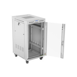 19" VOLNĚ STOJÍCÍ RACKOVÁ SKŘÍŇ 22U/600X800 (FLAT PACK) S PROSKLENÝMI DVEŘMI LCD ŠEDÁ  V2