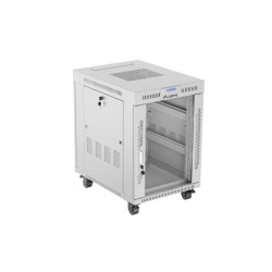 RACKOVÁ SKŘÍŇ 19" VOLNĚ STOJÍCÍ 15U/600X800 (FLAT PACK) S PROSKLENÝMI DVEŘMI LCD ŠEDÁ  V2