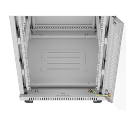 RACKOVÁ SKŘÍŇ 19" VOLNĚ STOJÍCÍ 15U/600X800 (FLAT PACK) S PROSKLENÝMI DVEŘMI LCD ŠEDÁ  V2