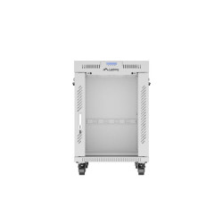 RACKOVÁ SKŘÍŇ 19" VOLNĚ STOJÍCÍ 15U/600X800 (FLAT PACK) S PROSKLENÝMI DVEŘMI LCD ŠEDÁ  V2