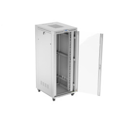 19" VOLNĚ STOJÍCÍ RACKOVÁ SKŘÍŇ 42U/800X1000 (FLAT PACK) S PROSKLENÝMI DVEŘMI LCD ŠEDÁ  V2