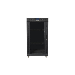 19" VOLNĚ STOJÍCÍ RACKOVÁ SKŘÍŇ 22U/600X600 (FLAT PACK) S PROSKLENÝMI DVEŘMI LCD ČERNÁ  V2