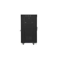 19" VOLNĚ STOJÍCÍ RACKOVÁ SKŘÍŇ 22U/600X600 (FLAT PACK) S PROSKLENÝMI DVEŘMI LCD ČERNÁ  V2