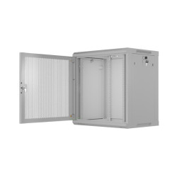 INSTALAČNÍ STOJAN 19" 12U 600X450 ŠEDÉ PERFOROVANÉ DVEŘE  (PLOCHÉ BALENÍ)