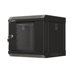 RACKOVÁ SKŘÍŇ 10" NÁSTĚNNÁ 4U/300X300 (FLAT PACK) S PROSKLENÝMI DVEŘMI ČERNÁ