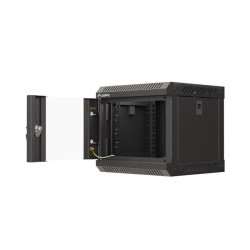RACKOVÁ SKŘÍŇ 10" NÁSTĚNNÁ 4U/300X300 (FLAT PACK) S PROSKLENÝMI DVEŘMI ČERNÁ