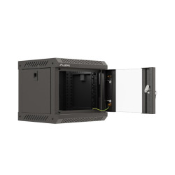 RACKOVÁ SKŘÍŇ 10" NÁSTĚNNÁ 4U/300X300 (FLAT PACK) S PROSKLENÝMI DVEŘMI ČERNÁ