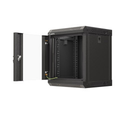 RACKOVÁ SKŘÍŇ 10" PRO MONTÁŽ NA STĚNU 6U/300X300 (FLAT PACK) S PROSKLENÝMI DVEŘMI ČERNÁ
