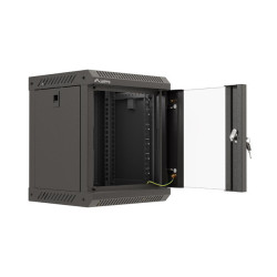 RACKOVÁ SKŘÍŇ 10" PRO MONTÁŽ NA STĚNU 6U/300X300 (FLAT PACK) S PROSKLENÝMI DVEŘMI ČERNÁ